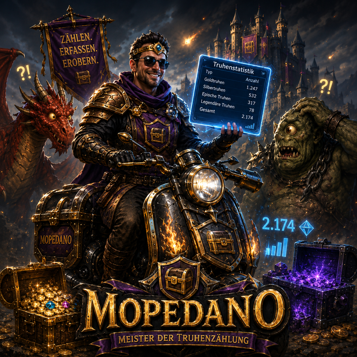 Mopedano maestro del conteggio dei forzieri